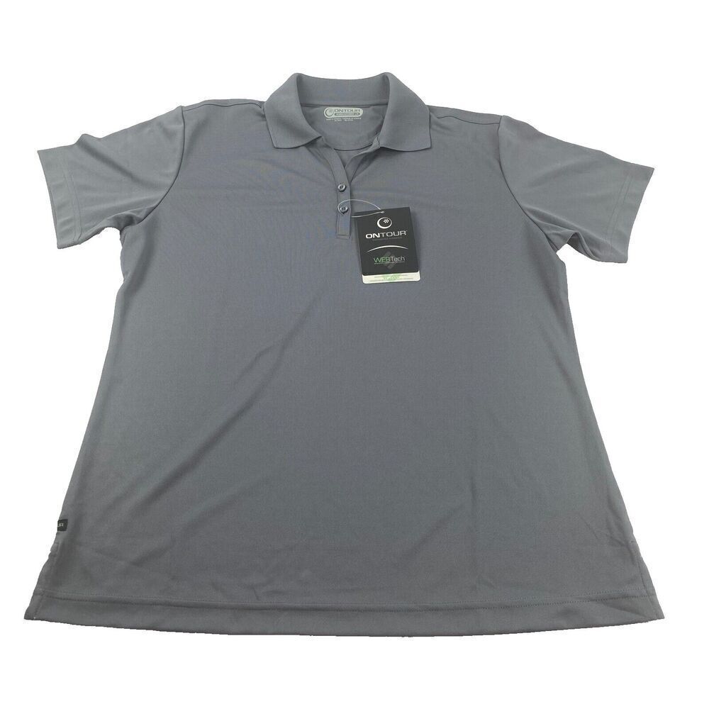 ON TOUR Dry Steel Gray Polo Women's Size Large New with Tags